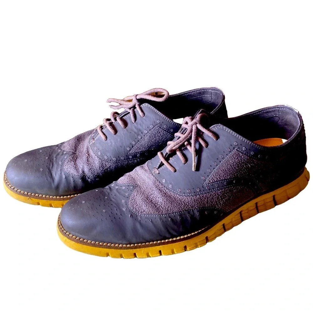 Cole Haan Blue suede Men's Lace-Up wing tip loafers size 11.5